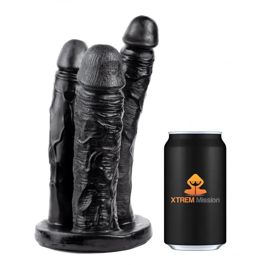 10-inch Massive 3-in-1 Black Dildo with Suction Cup