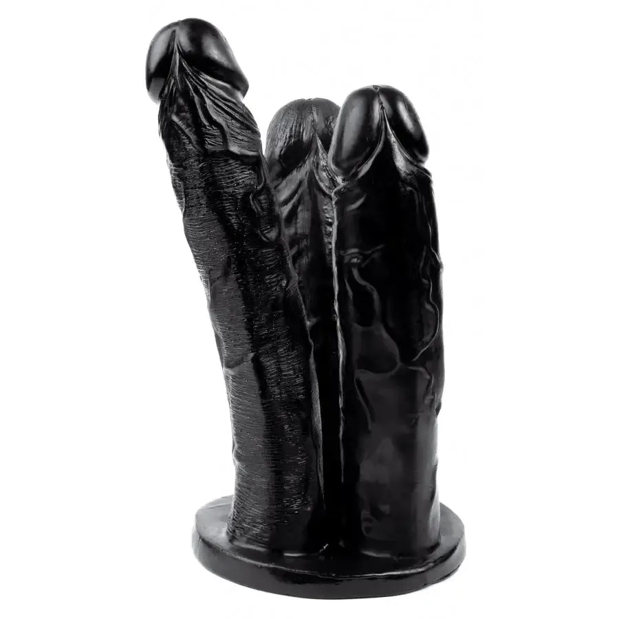 10-inch Massive 3-in-1 Black Dildo with Suction Cup