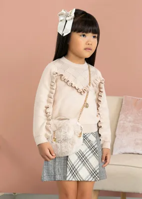 Abel & Lula Girls Grey & Beige Tartan Check Skirt