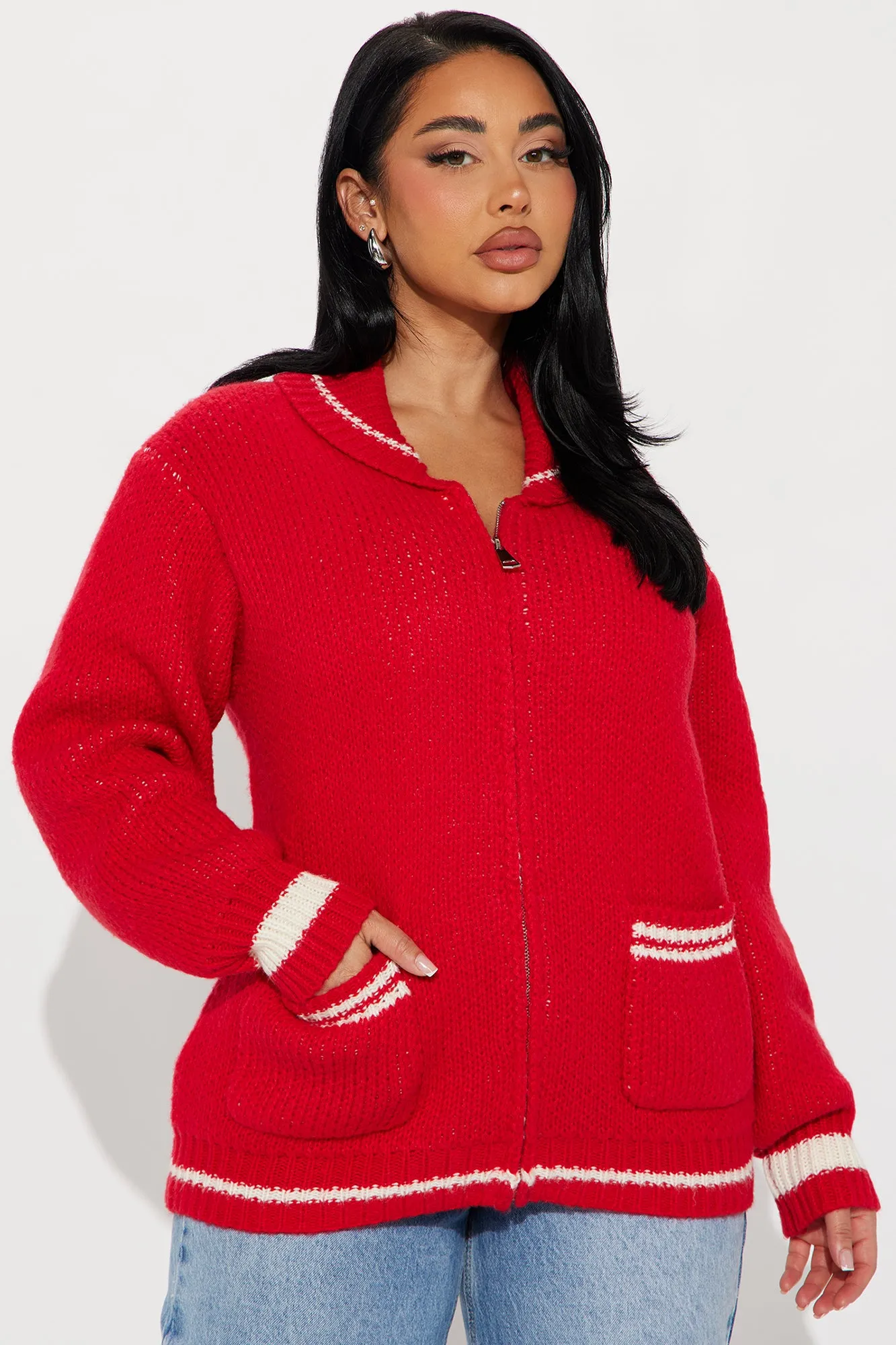Apres Babe Sweater - Red/combo