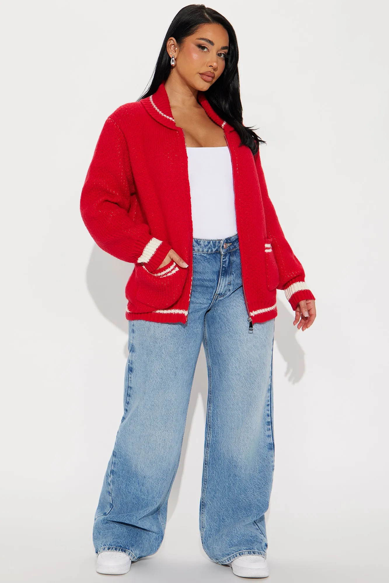 Apres Babe Sweater - Red/combo
