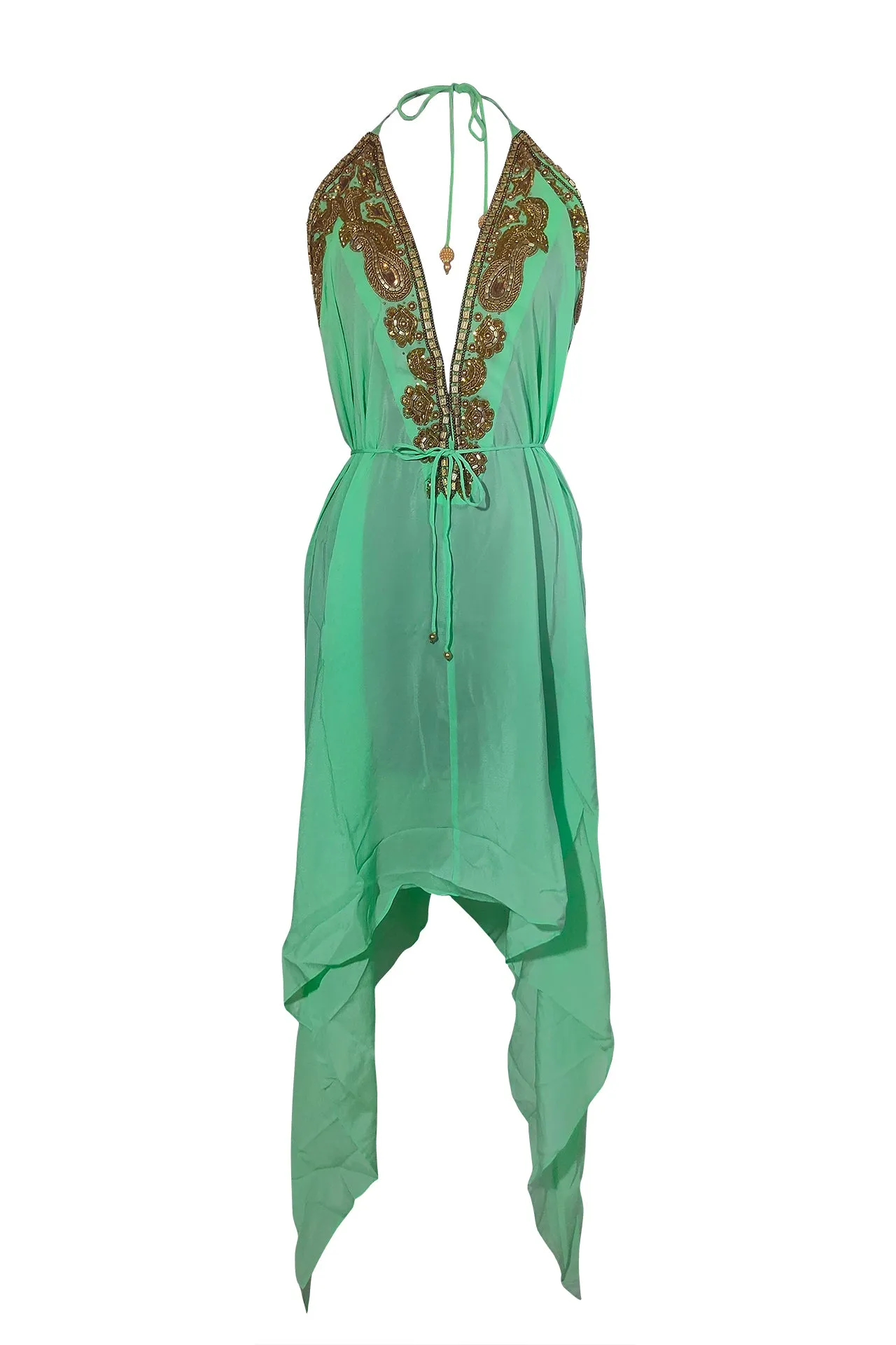 Artisan Scarf Dress in Solid Mint