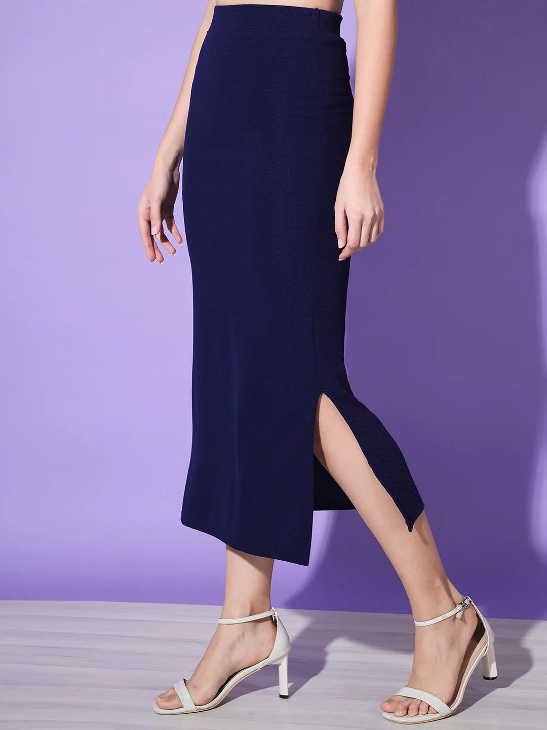 Below Knee Slit Women Pencil Skirt-3137-3137