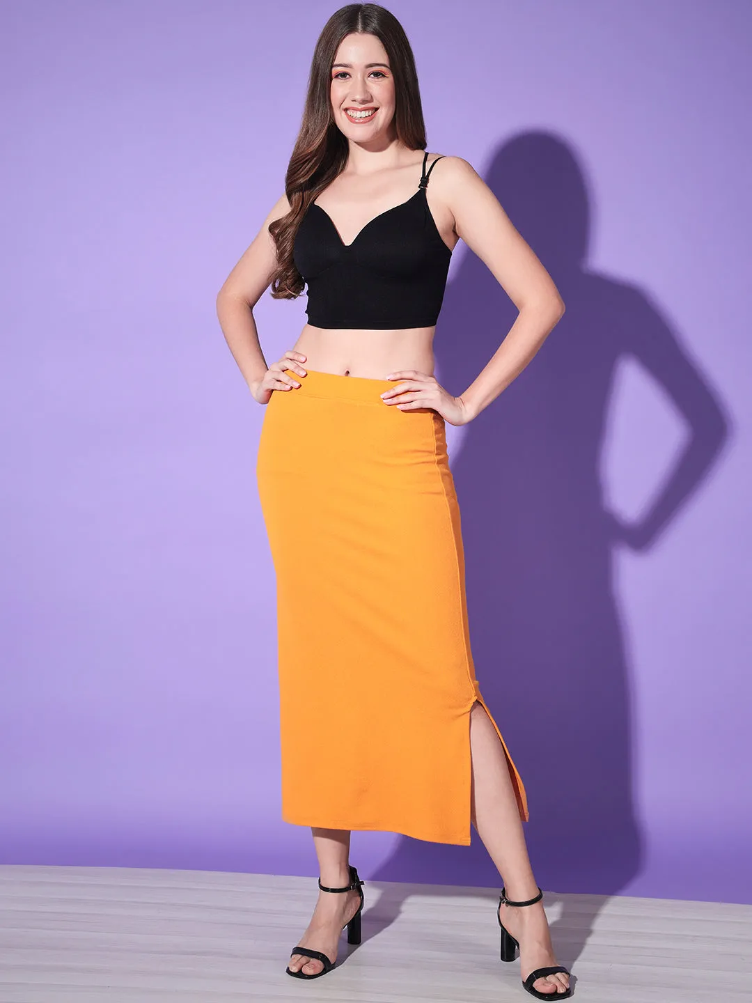 Below Knee Slit Women Pencil Skirt-3137-3137