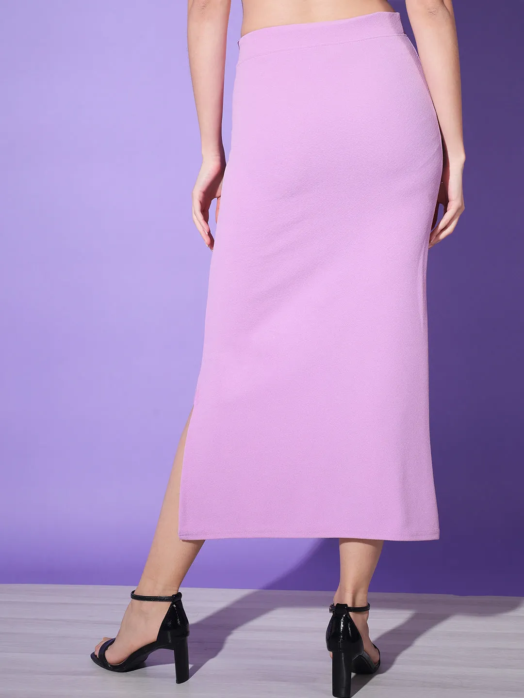 Below Knee Slit Women Pencil Skirt-3137-3137