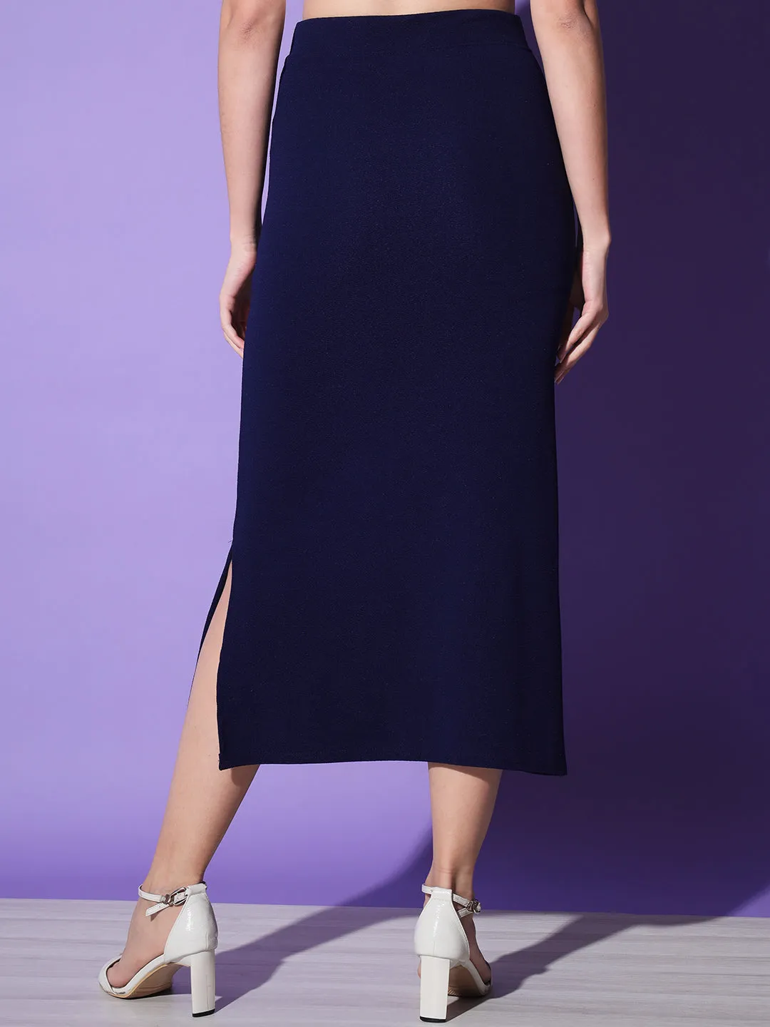 Below Knee Slit Women Pencil Skirt-3137-3137