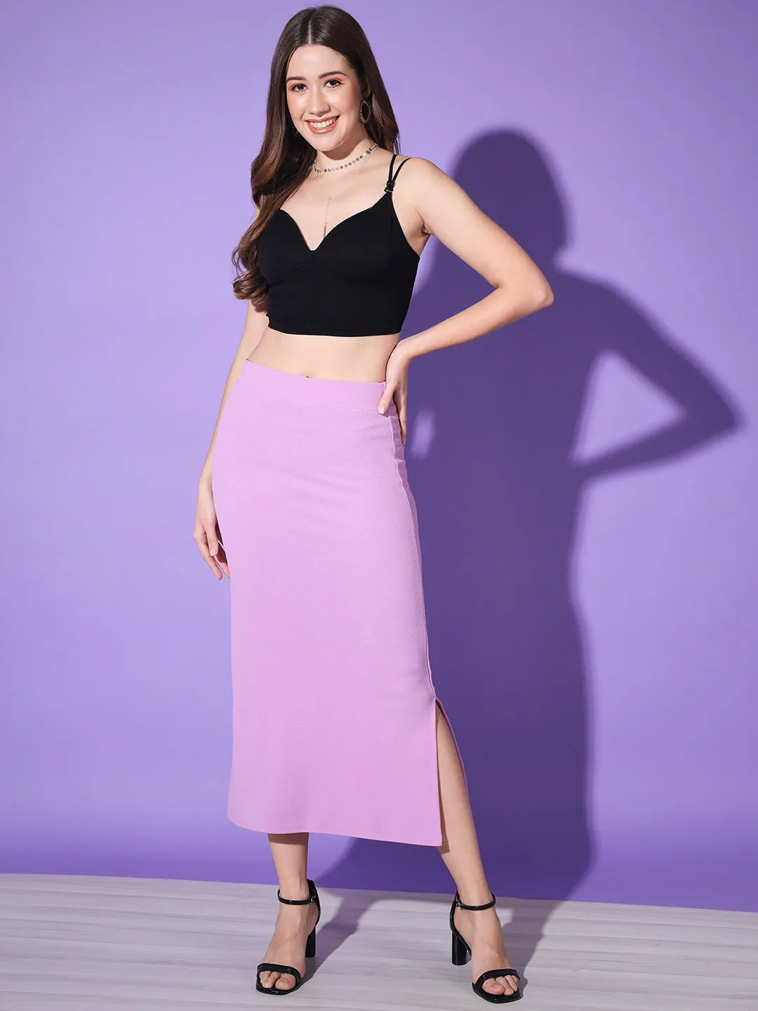 Below Knee Slit Women Pencil Skirt-3137-3137