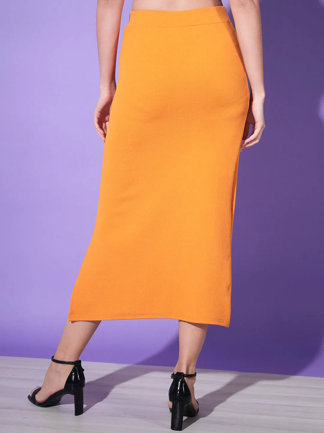 Below Knee Slit Women Pencil Skirt-3137-3137