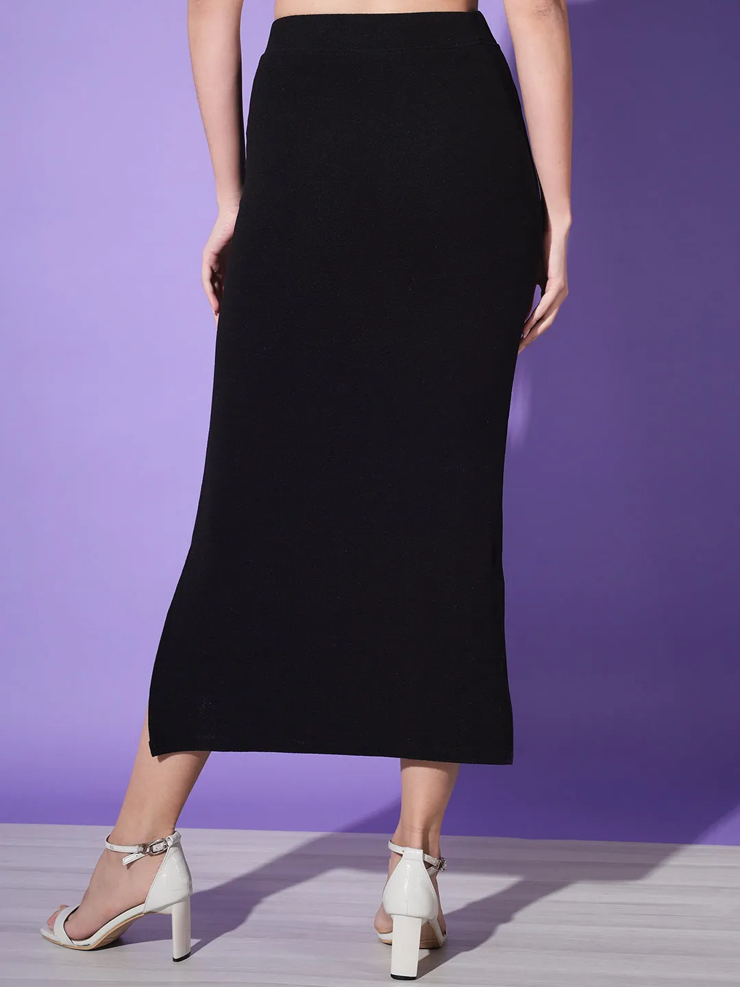 Below Knee Slit Women Pencil Skirt-3137-3137