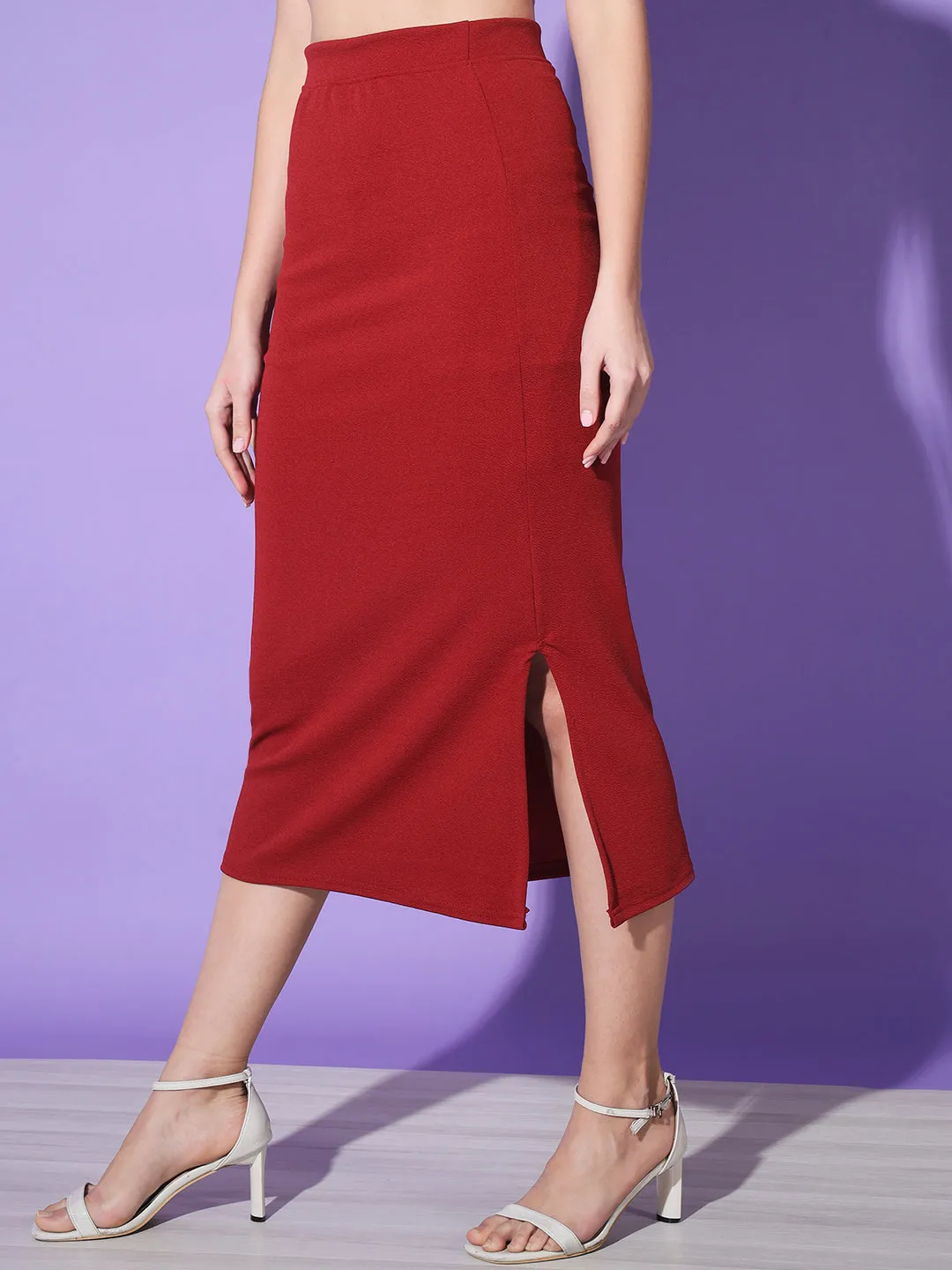 Below Knee Slit Women Pencil Skirt-3137-3137
