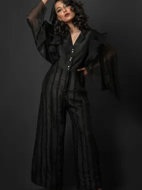 BLACK FRILL JUMPSUIT