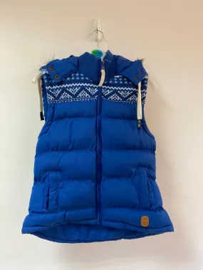 Blue Fur Trim Hooded Gilet, Tokyo Laundry, Size 10 (Polyester)