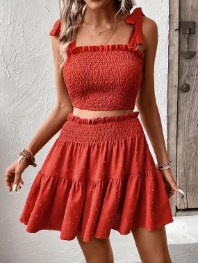 Boho Smocked Tank and Frill Trim Skirt Set