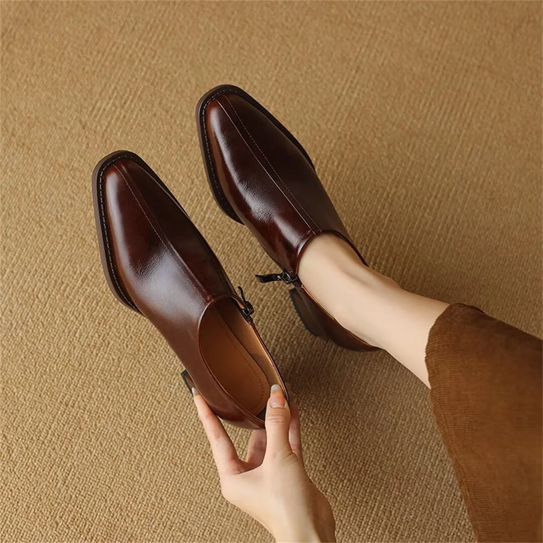 Bold Contrast Square Toe Heels