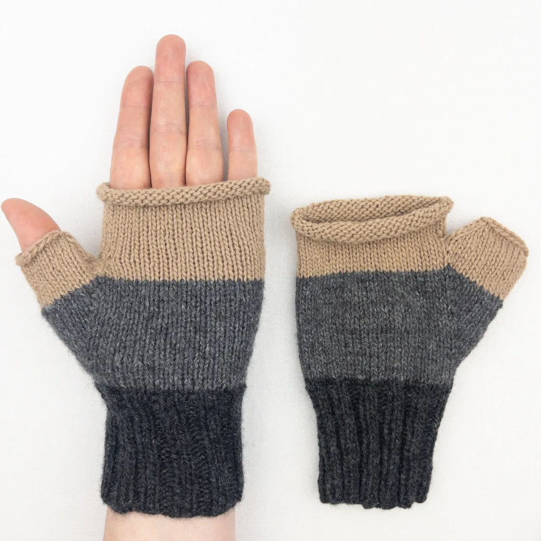 Cashmere Three Tone Fingerless Mitts | Lang Yarns Cashmere Premium and Knitting Pattern (#407)