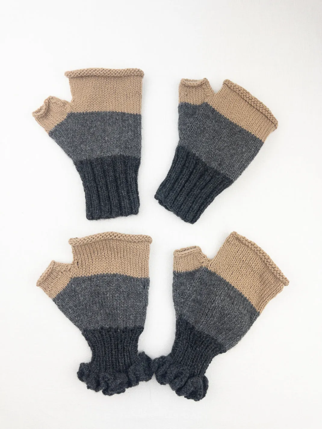 Cashmere Three Tone Fingerless Mitts | Lang Yarns Cashmere Premium and Knitting Pattern (#407)