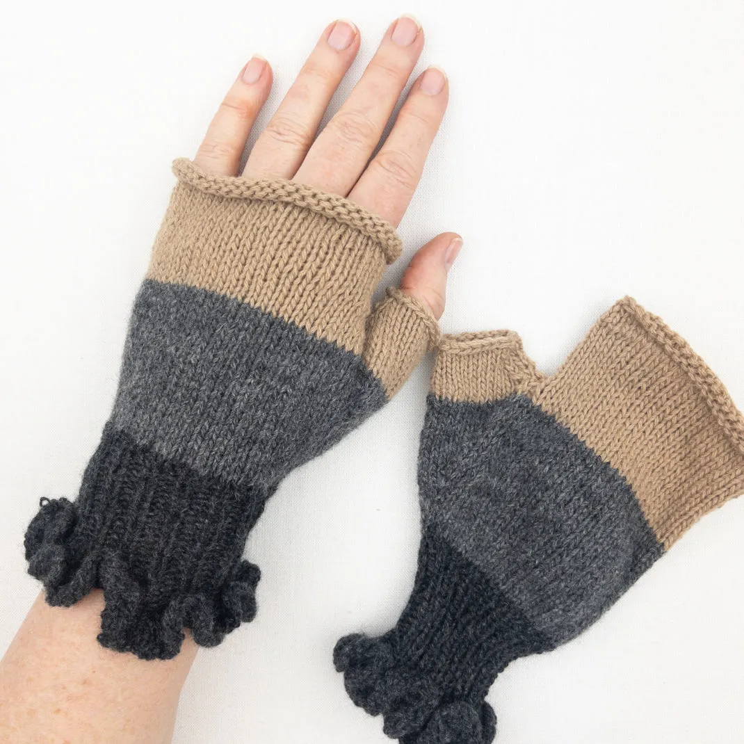 Cashmere Three Tone Fingerless Mitts | Lang Yarns Cashmere Premium and Knitting Pattern (#407)