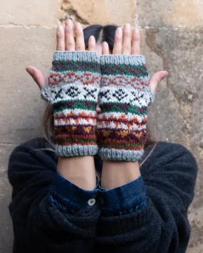 Fair Isle Fingerless Knitted Mittens