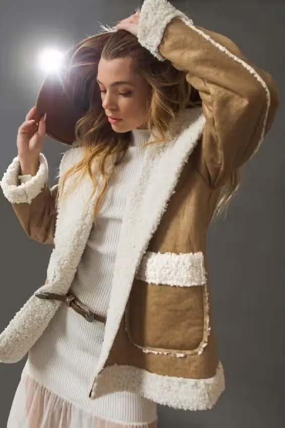 Flying Tomato Faux Suede Shearling Jacket
