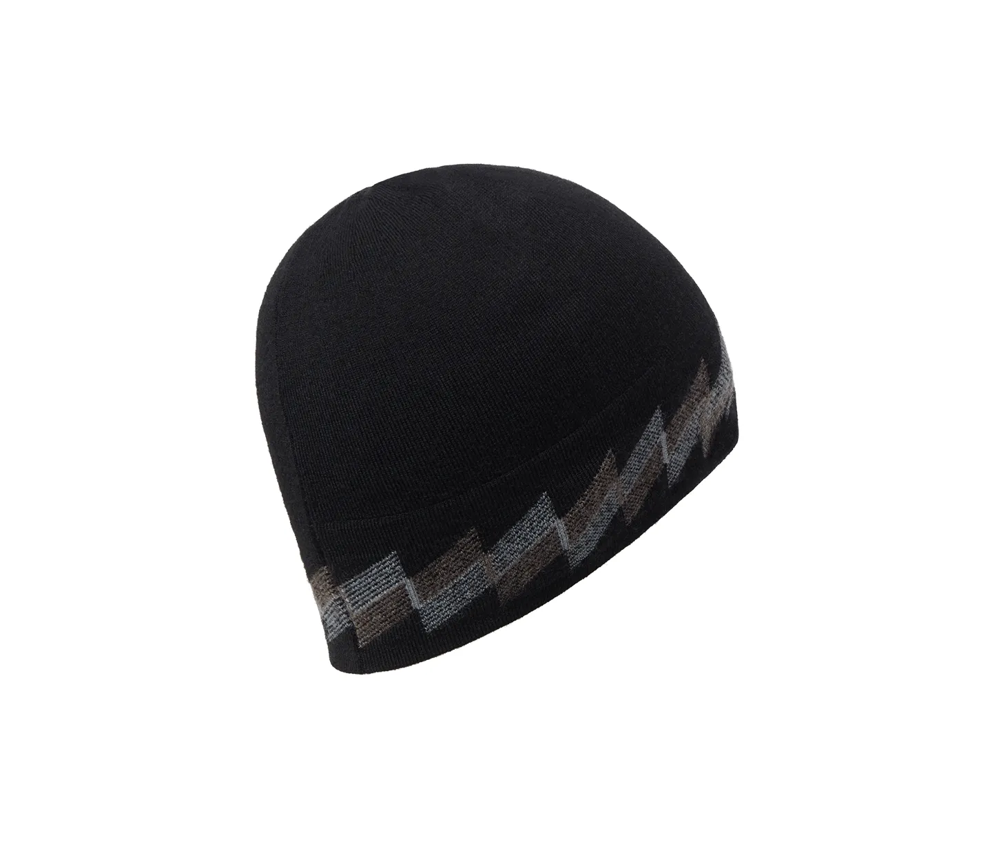 Jacquard Pattern Merino Beanie | Black