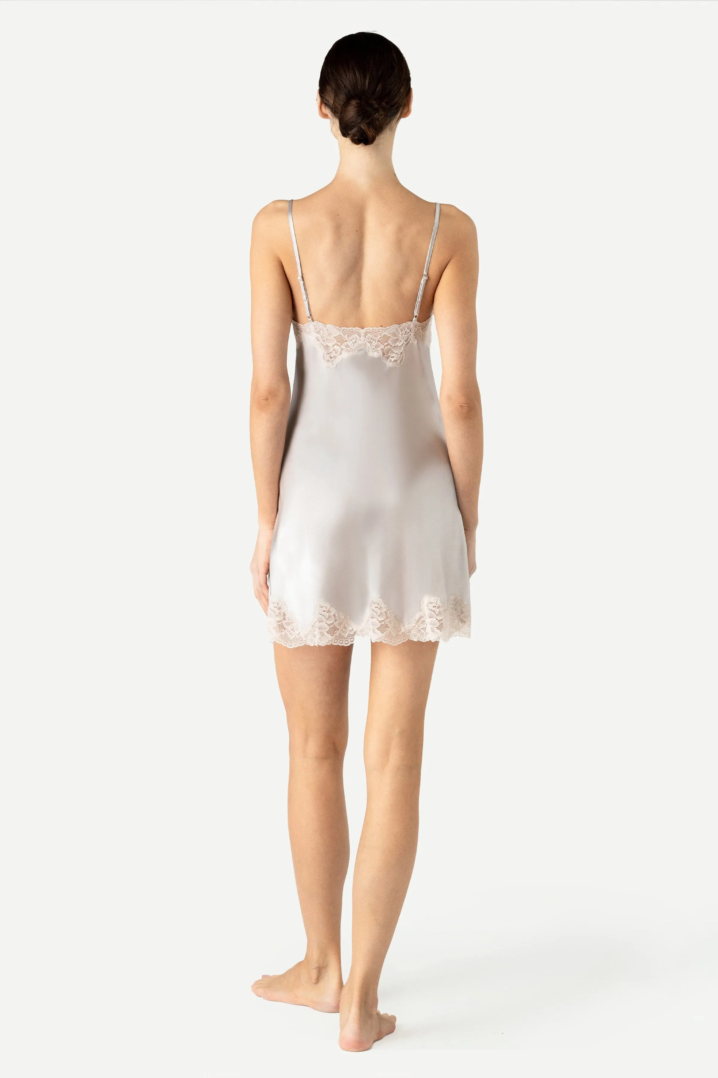 Morgan Lace Spaghetti Silk Chemise