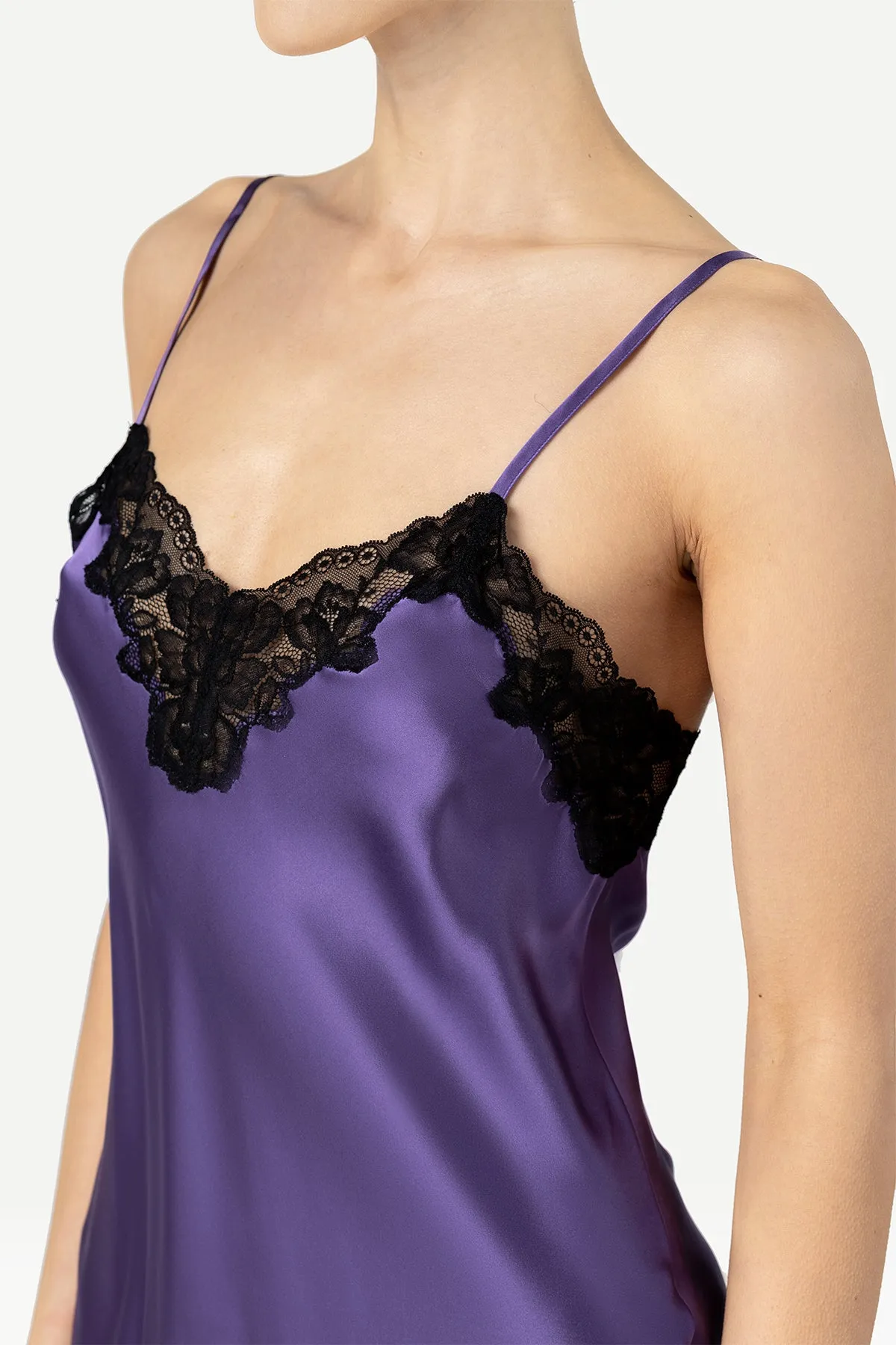Morgan Lace Spaghetti Silk Chemise