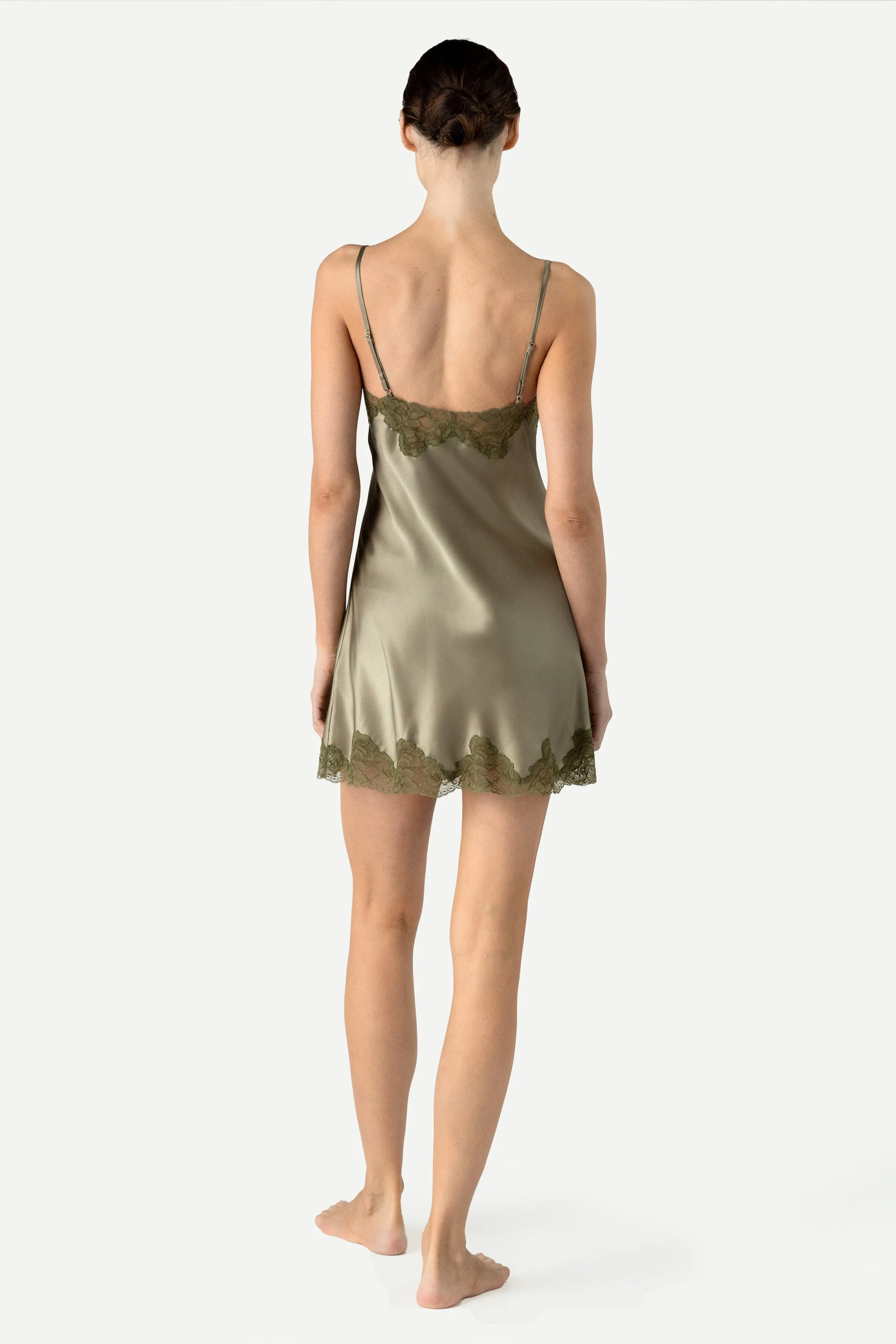 Morgan Lace Spaghetti Silk Chemise