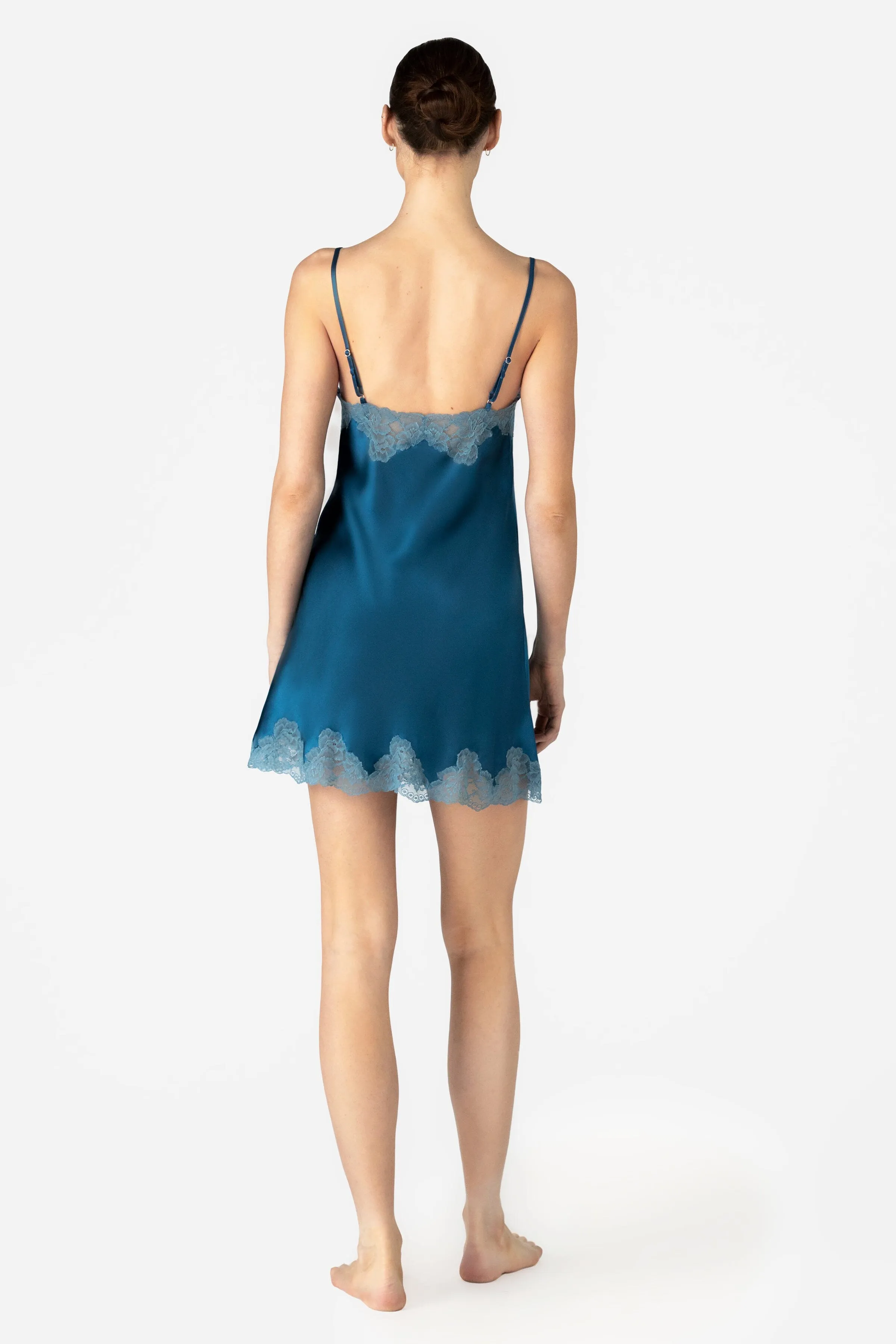 Morgan Lace Spaghetti Silk Chemise