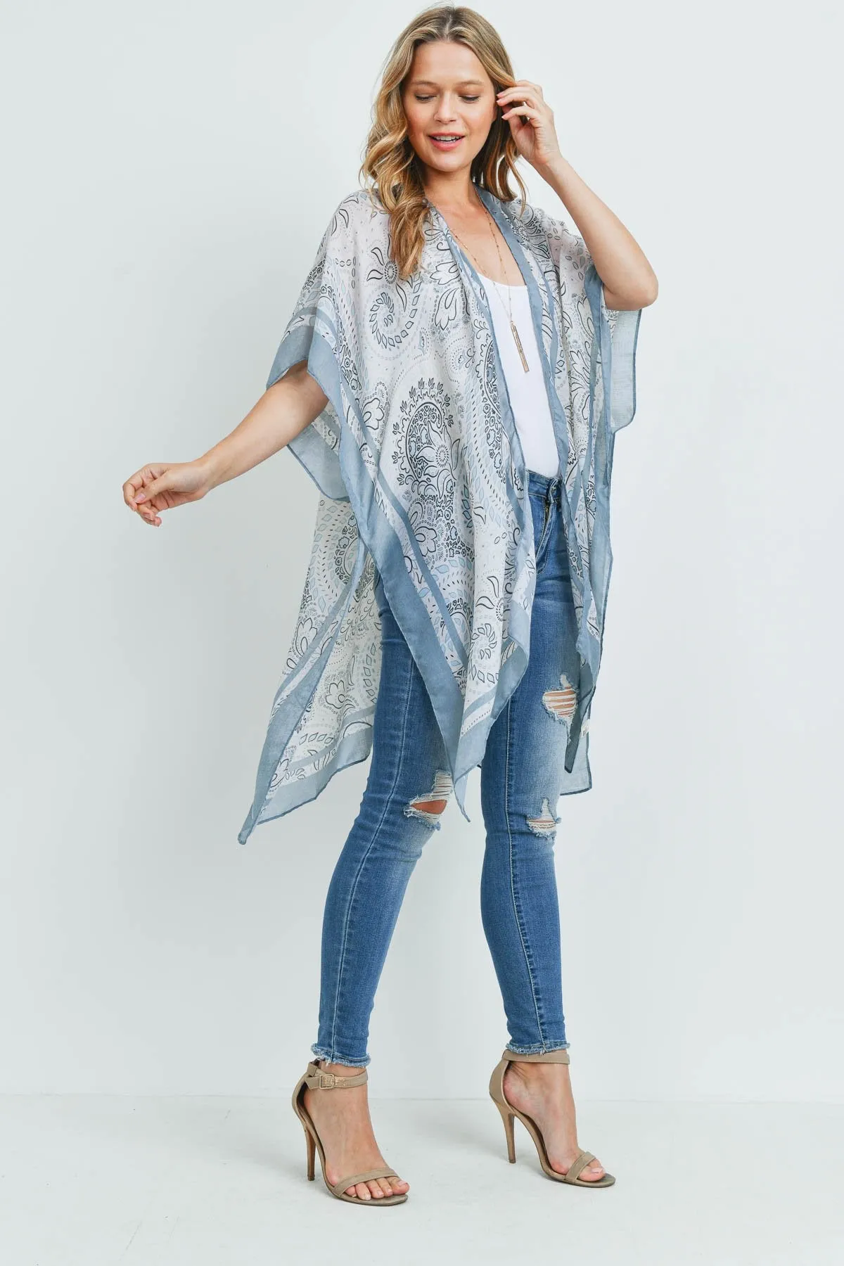 Ms0177sg - Sage Bohemian Print Kimono