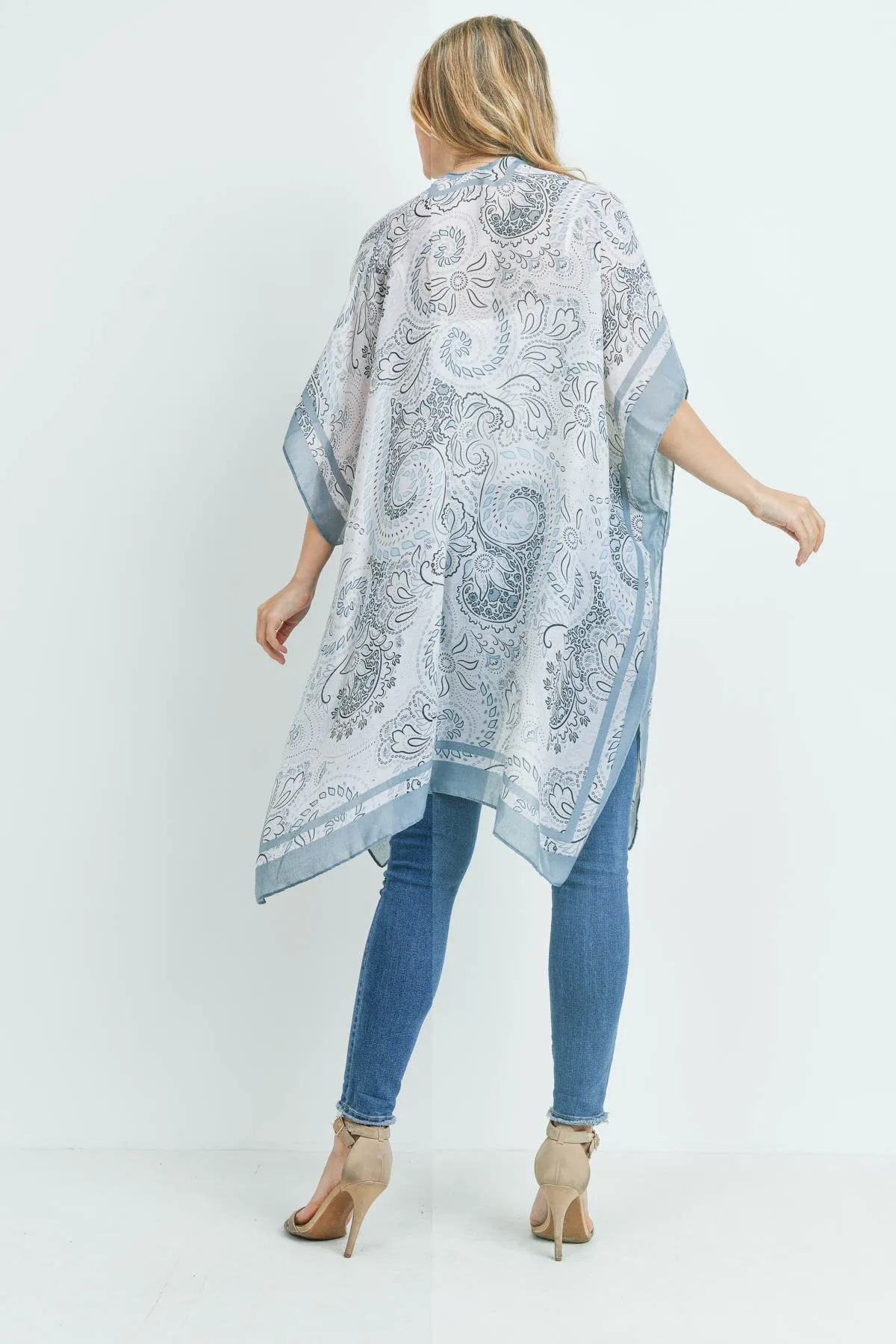 Ms0177sg - Sage Bohemian Print Kimono