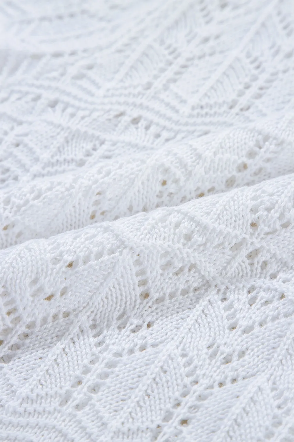 Openwork V-Neck Half Sleeve Cardigan