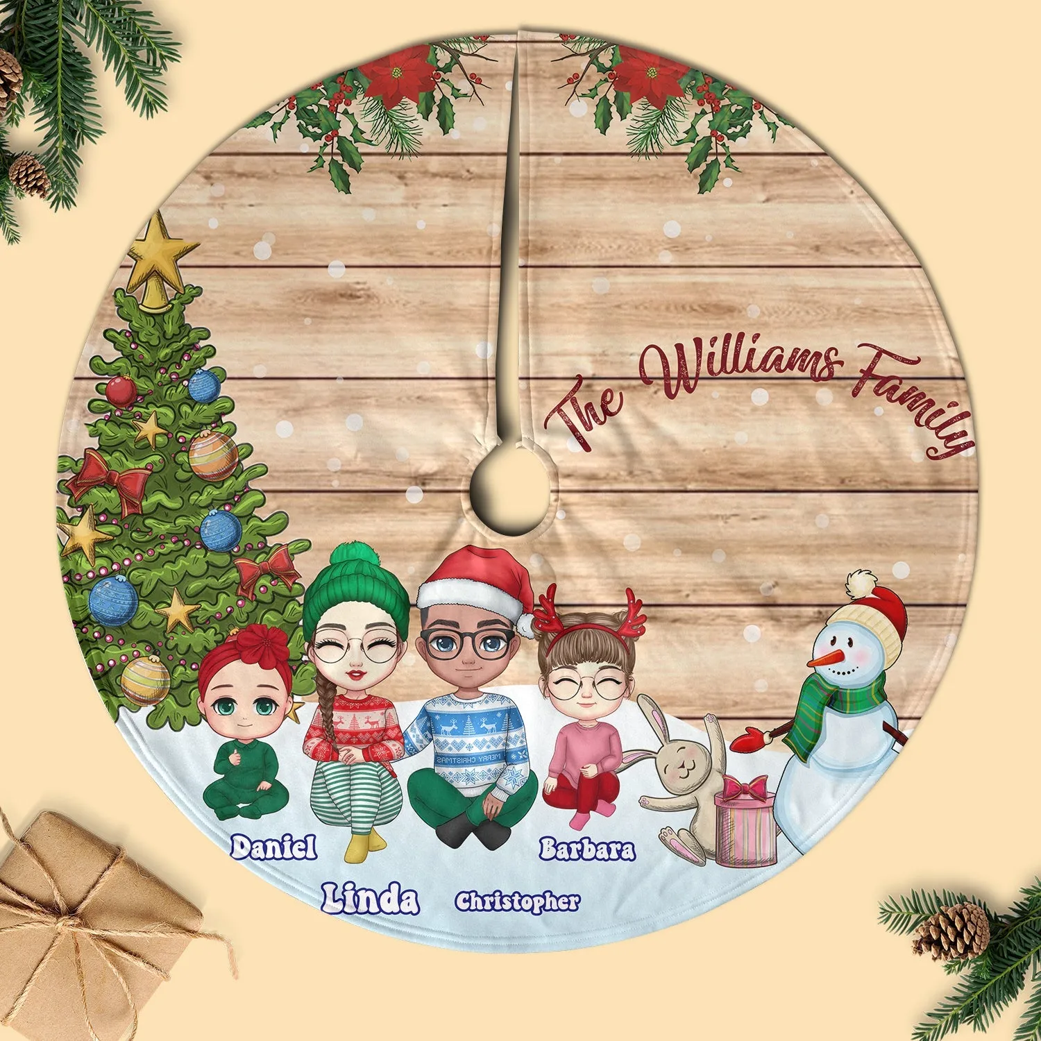 Outdoor Warmth - Personalized Christmas Pencil Tree Skirt