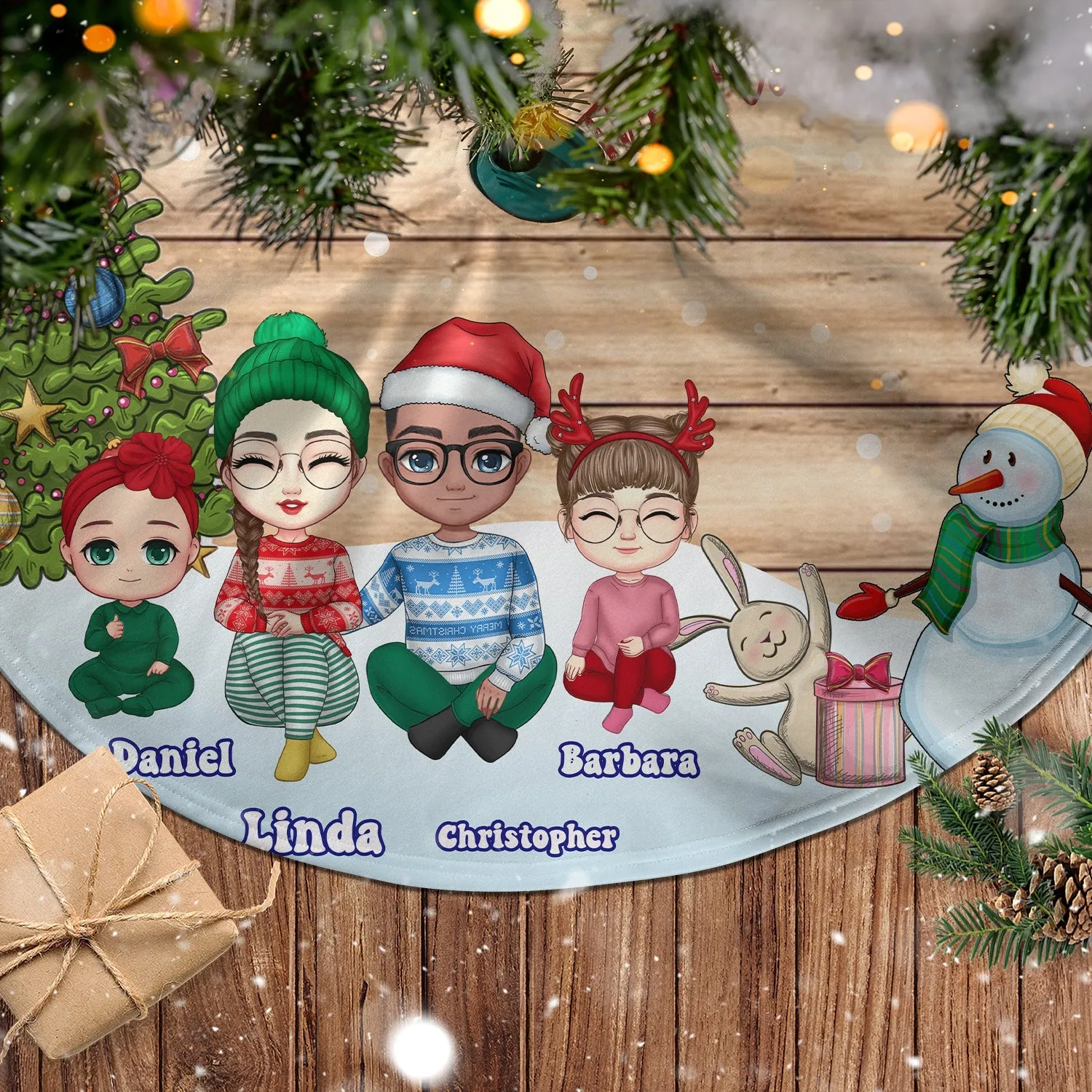 Outdoor Warmth - Personalized Christmas Pencil Tree Skirt