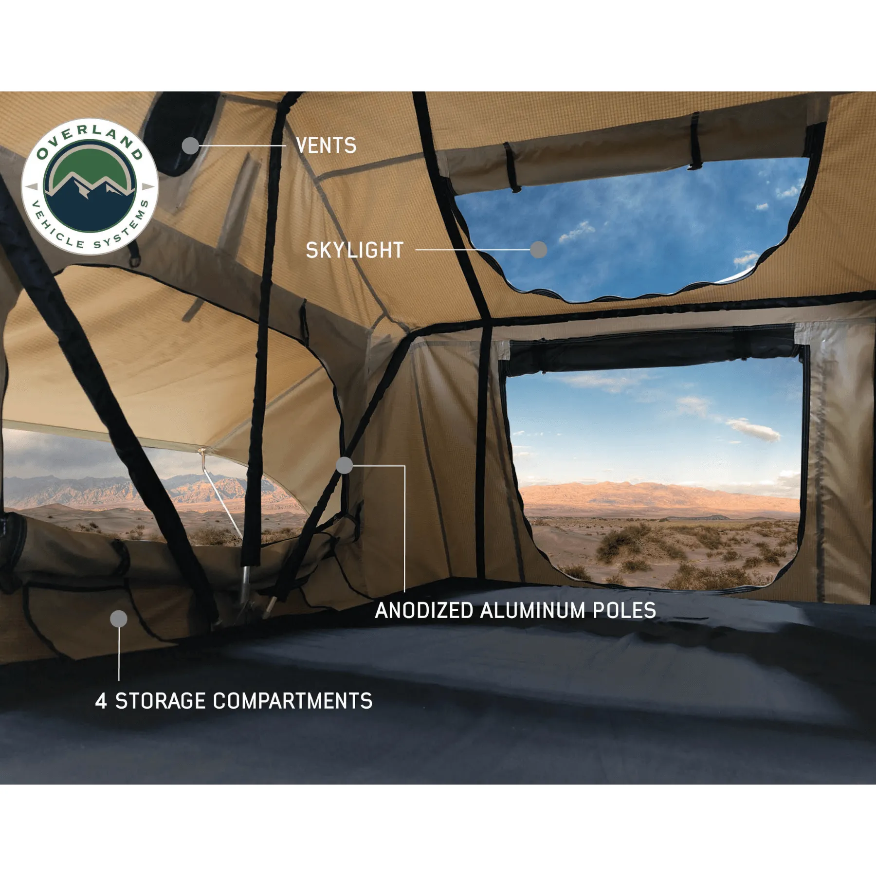 OVS TMBK 2 Person Roof Top Tent with Green Rain Fly