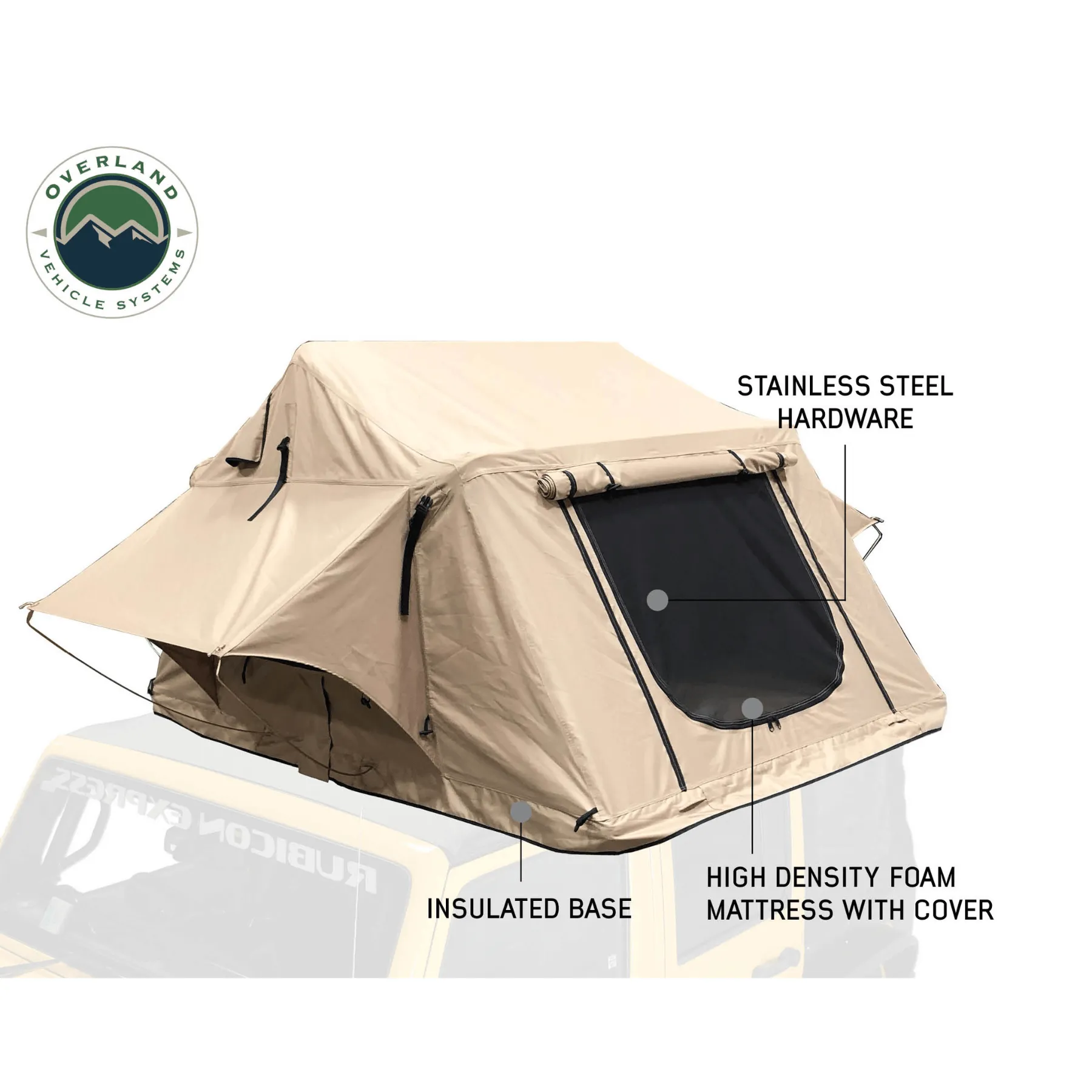 OVS TMBK 2 Person Roof Top Tent with Green Rain Fly