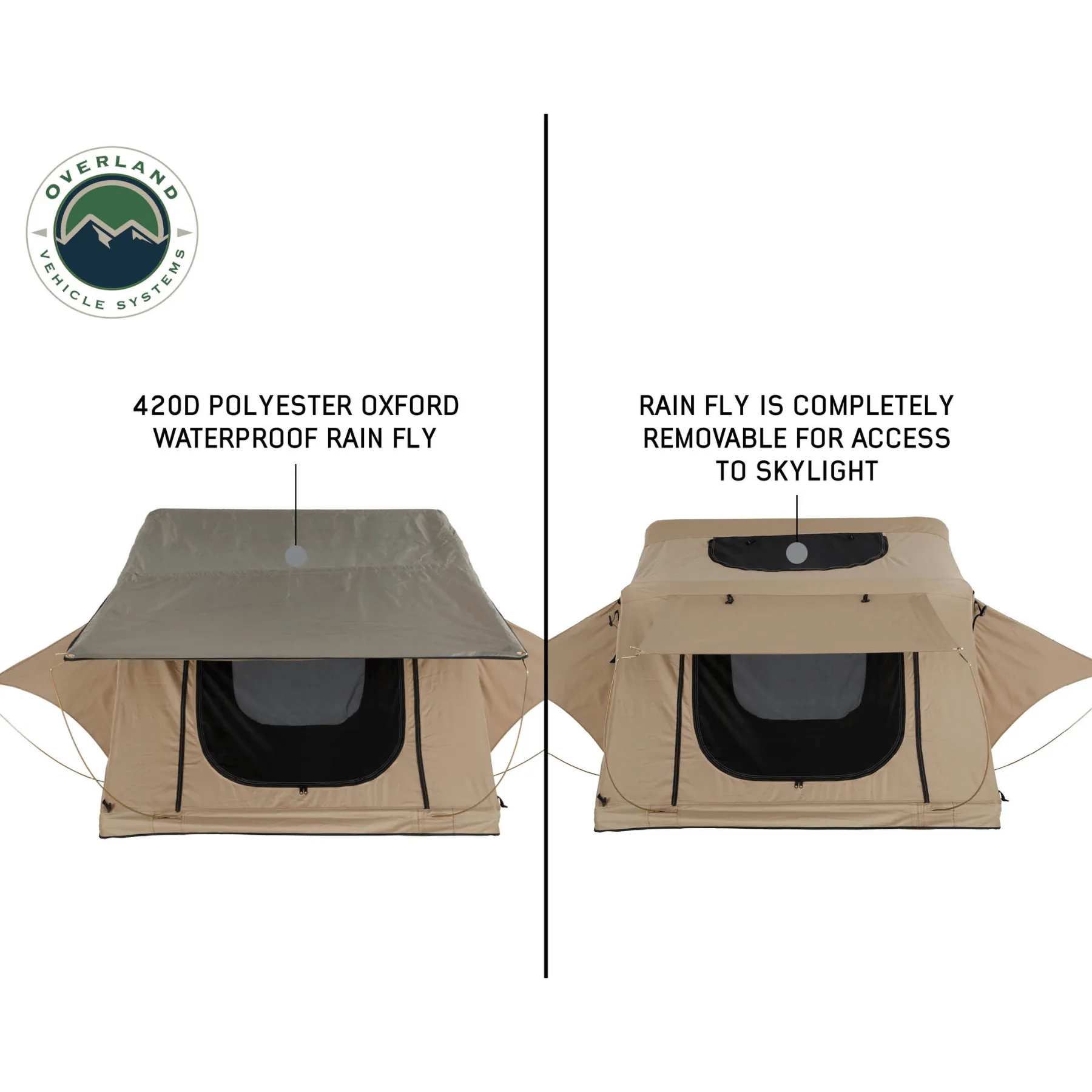 OVS TMBK 2 Person Roof Top Tent with Green Rain Fly