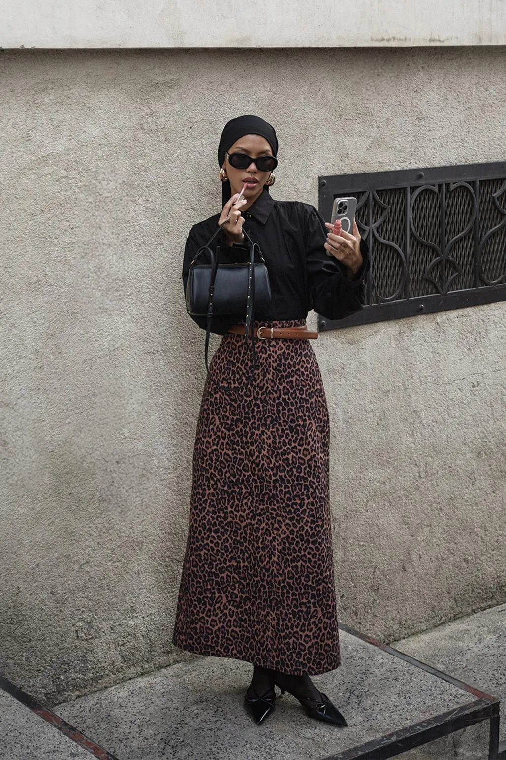 Patterned Pencil Skirt Leopard