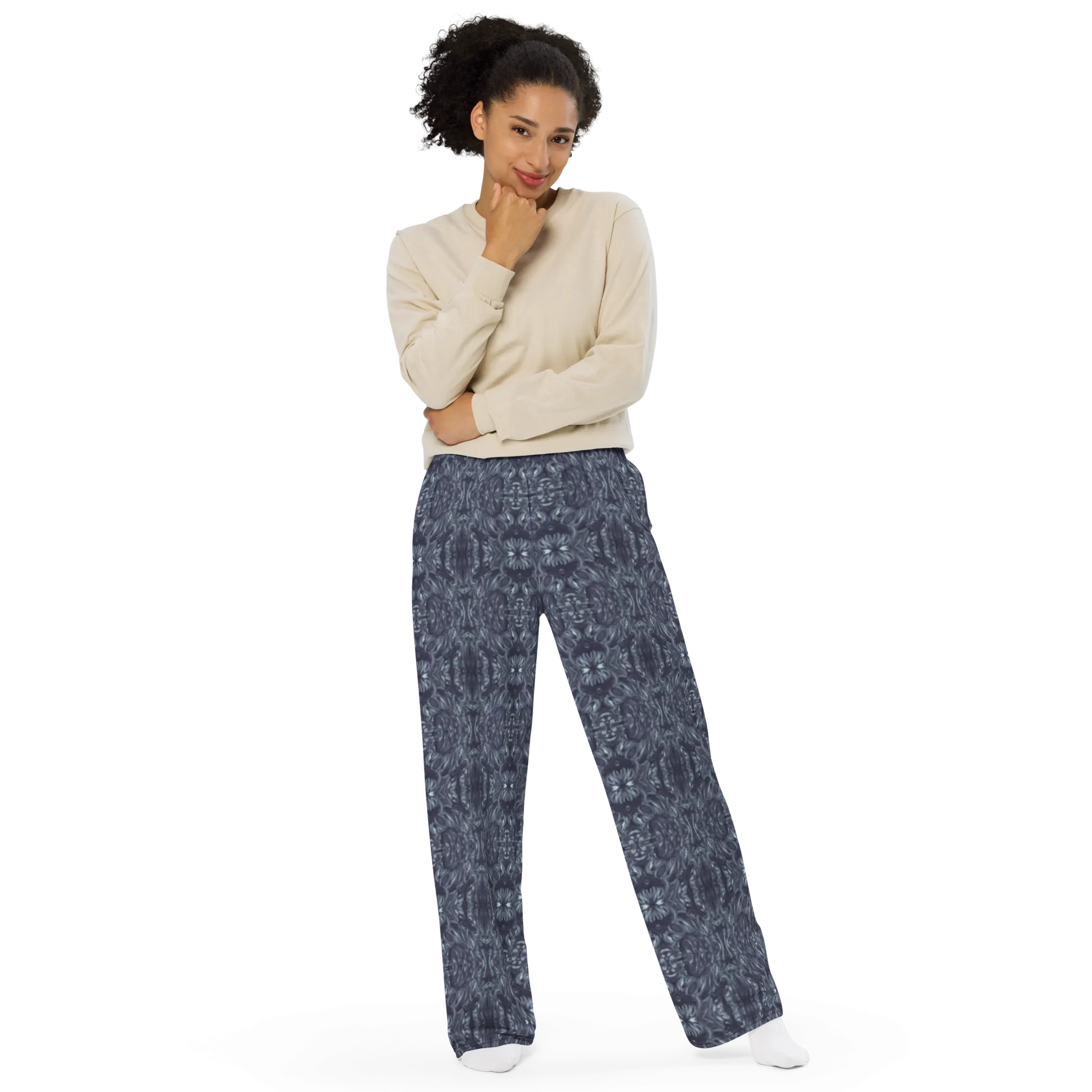 Recursia Bohemian Dream Women's Wide Leg Pants In Blue