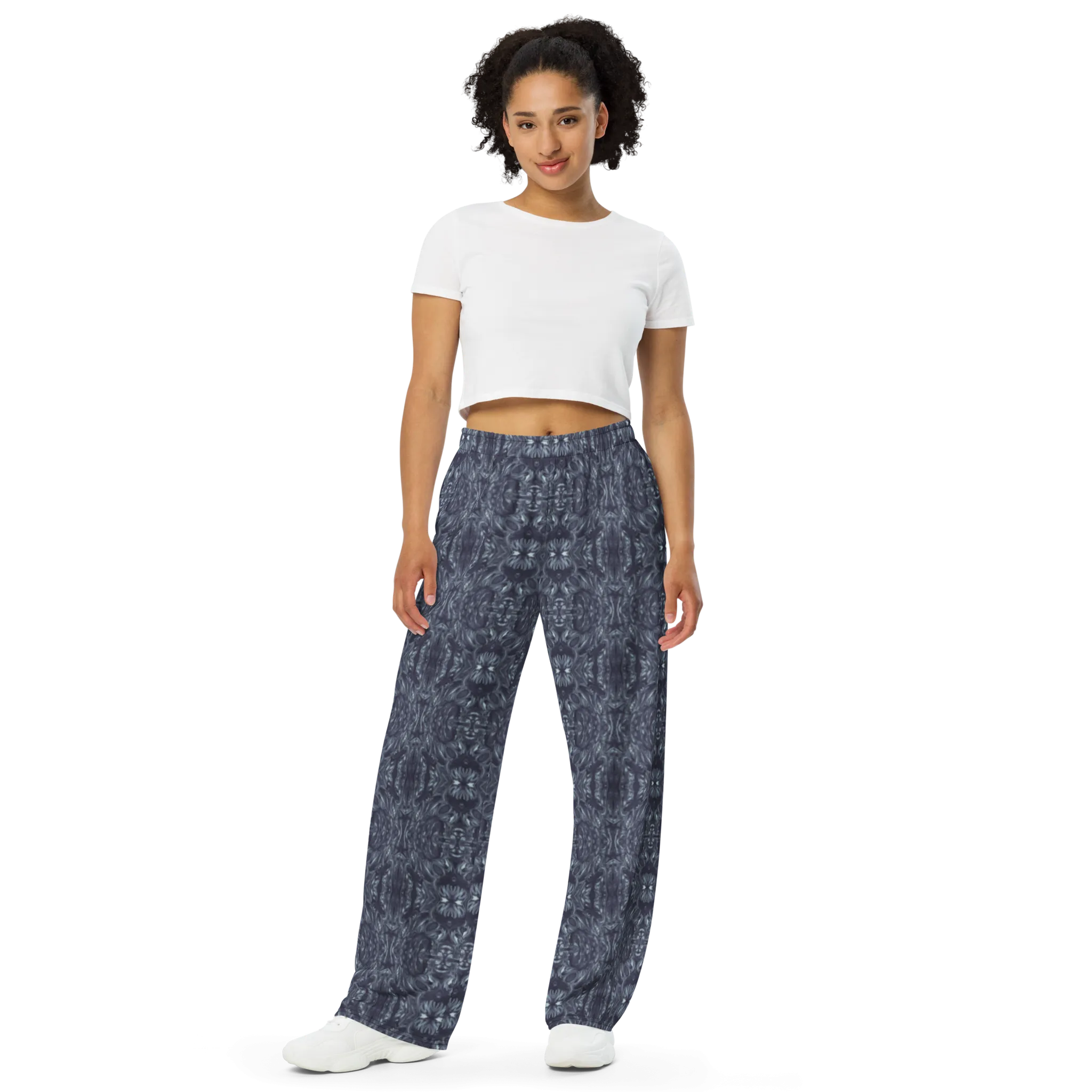 Recursia Bohemian Dream Women's Wide Leg Pants In Blue
