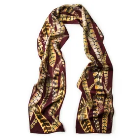 The Feather Skinny Scarf - Iris Burgundy