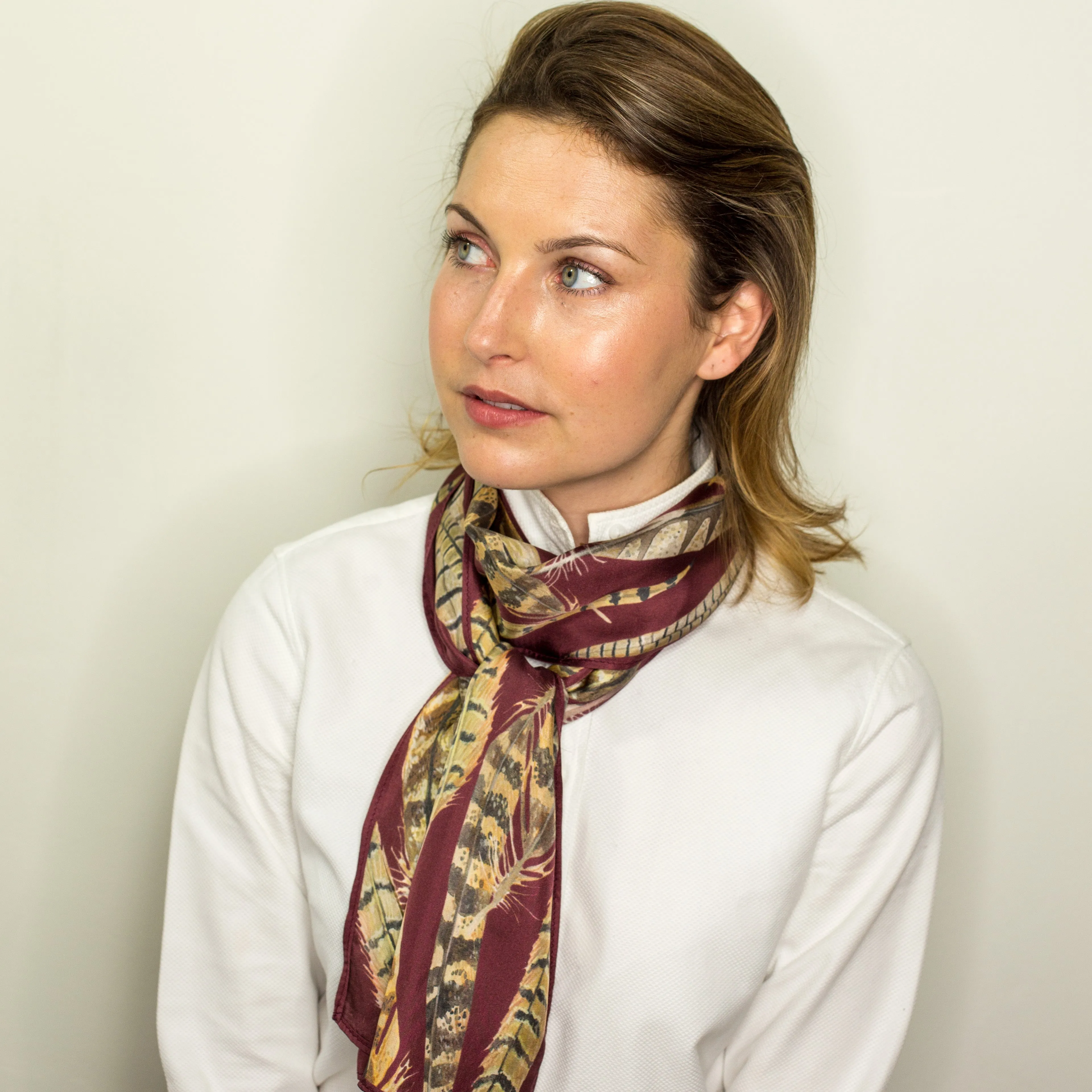 The Feather Skinny Scarf - Iris Burgundy