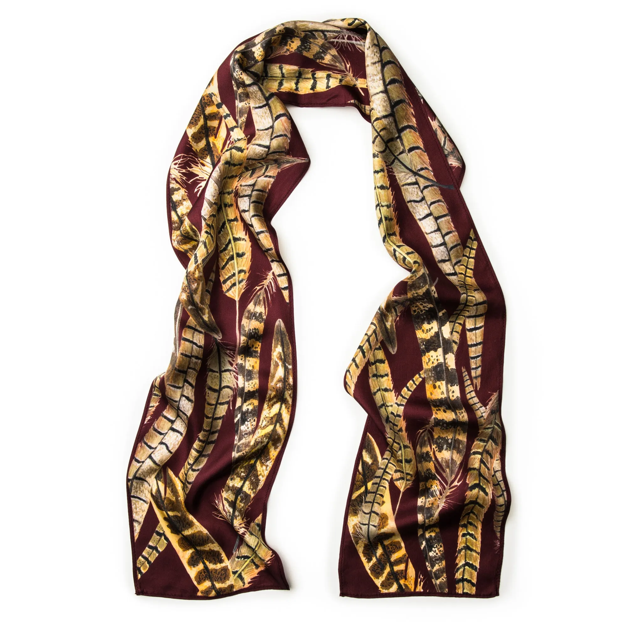 The Feather Skinny Scarf - Iris Burgundy