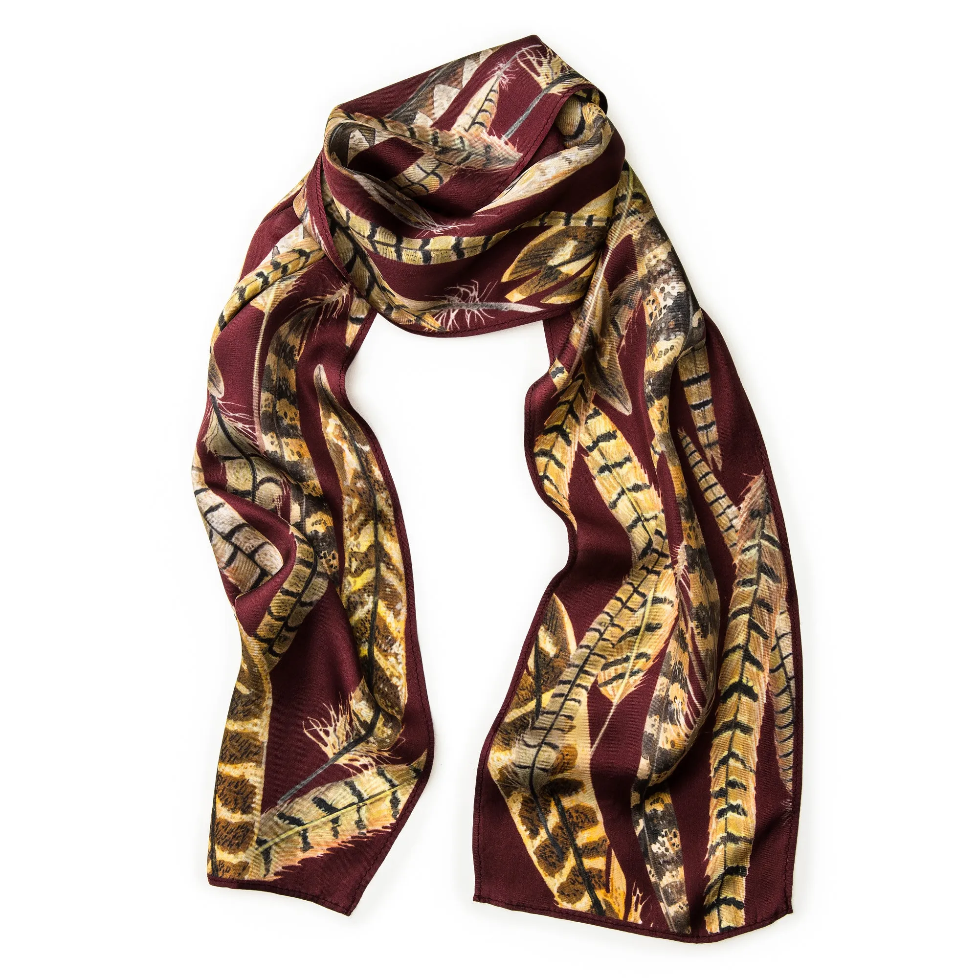 The Feather Skinny Scarf - Iris Burgundy