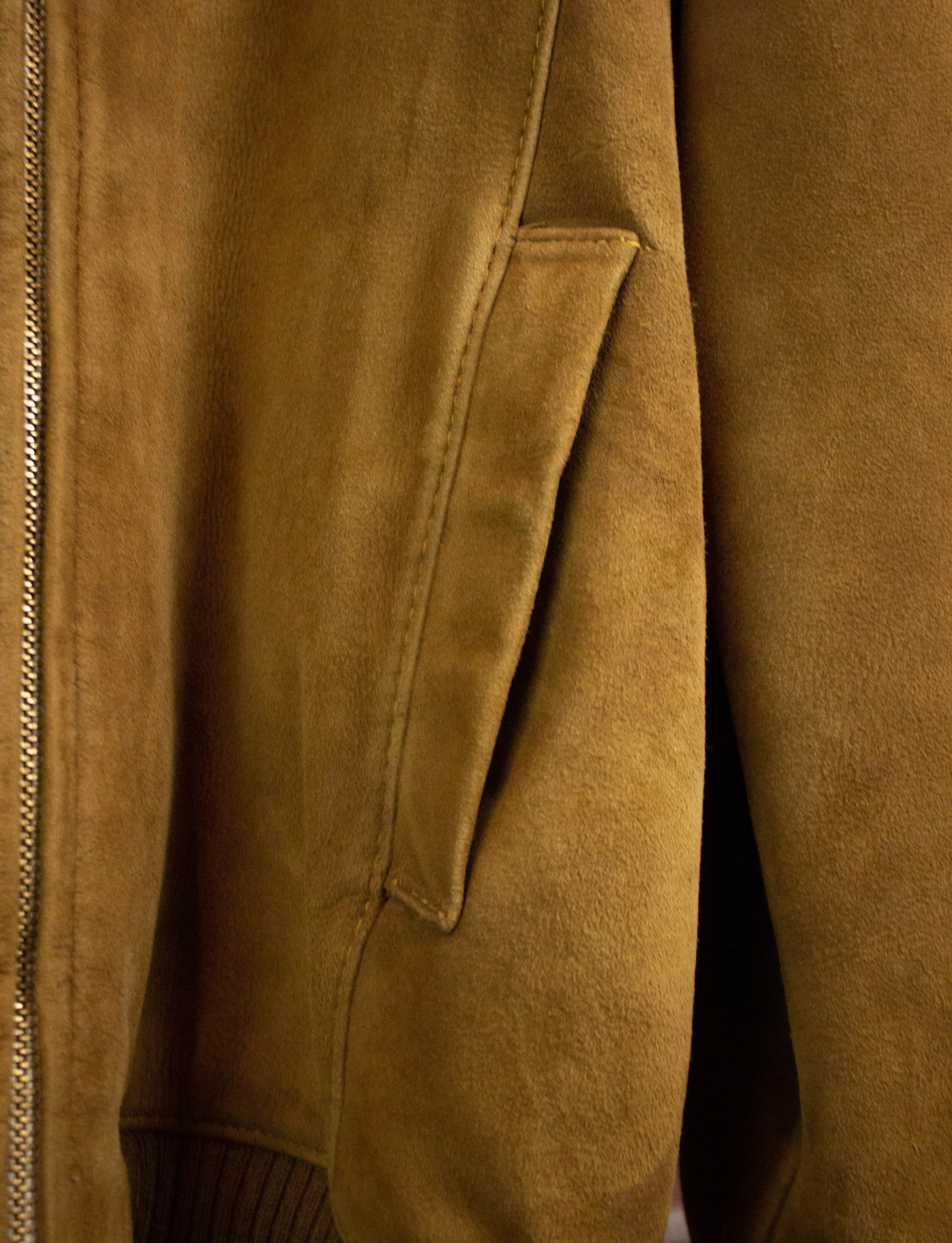 Vintage Lauer Leathers Suede Bomber Jacket Tan Size 46L
