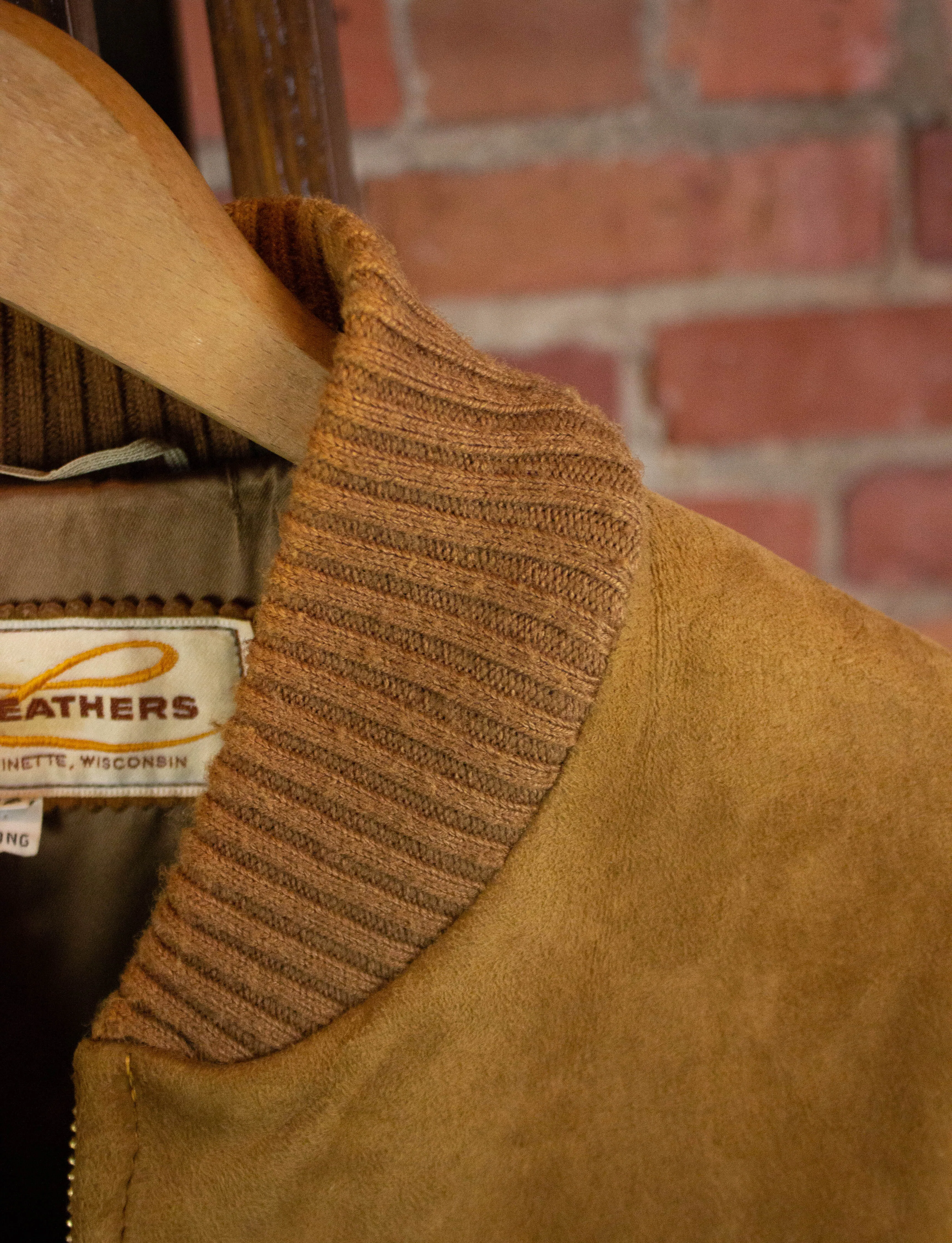 Vintage Lauer Leathers Suede Bomber Jacket Tan Size 46L