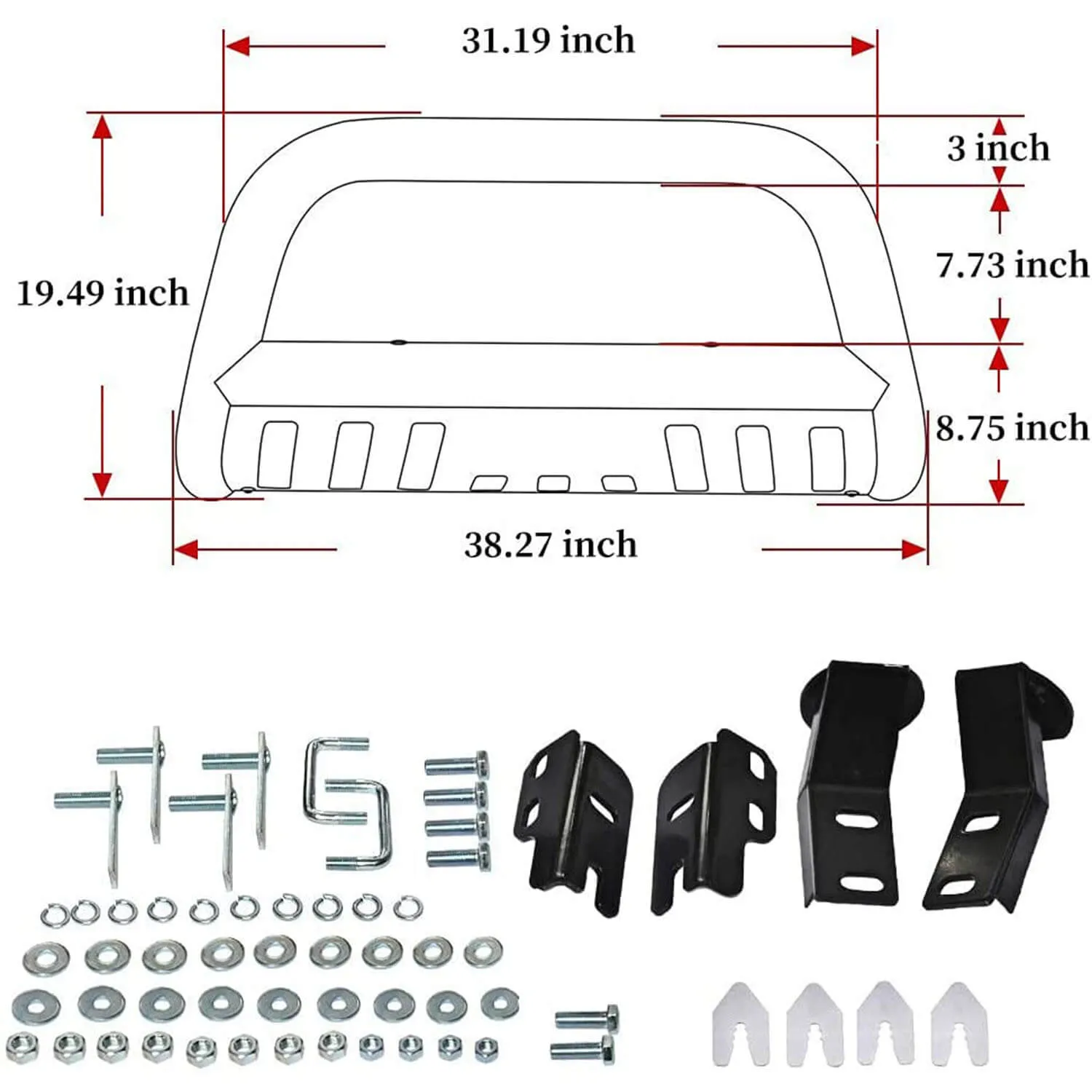 YITAMOTOR® 2004-2023 Ford F150 Black Bull Bar Push Brush Front Bumper Grille Guard with Skid Plate